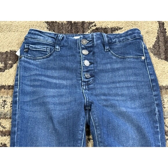 Women’s KanCan High Rise Dark Open Waistband Button Fly Skinny Jean 26 - Picture 2 of 5